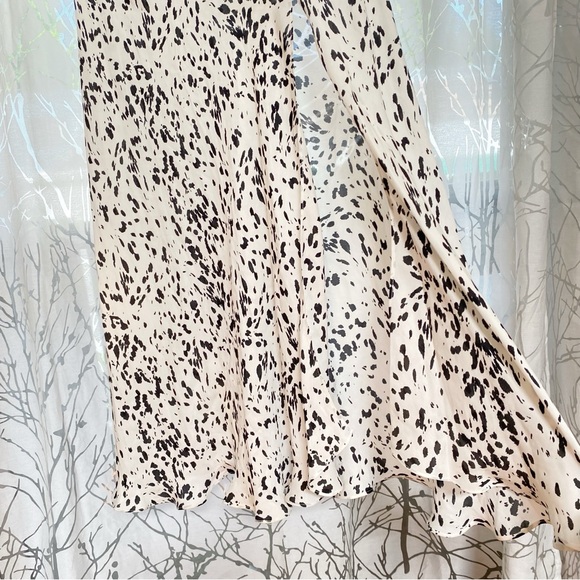 HAUTE HIPPIE swan black white floral dots silk mixed print maxi skirt - Picture 5 of 9